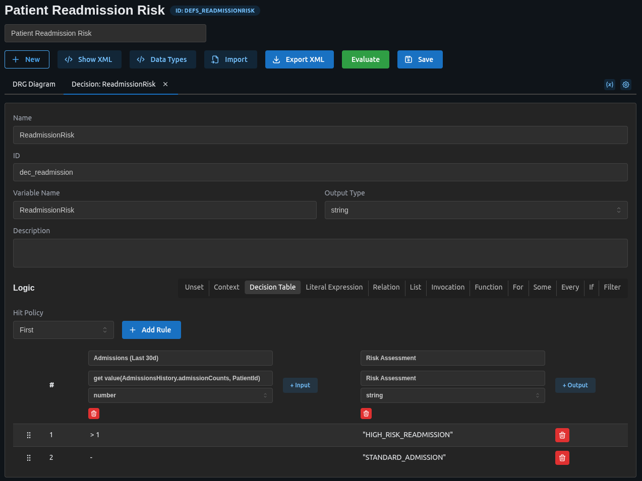 Admission Rules Configuration